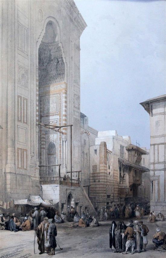 Haghe after David Roberts Entrance to the Mosque of the Sultan Hussan full plate, and Minaret of Mosque of El Rhamree, half plate 19